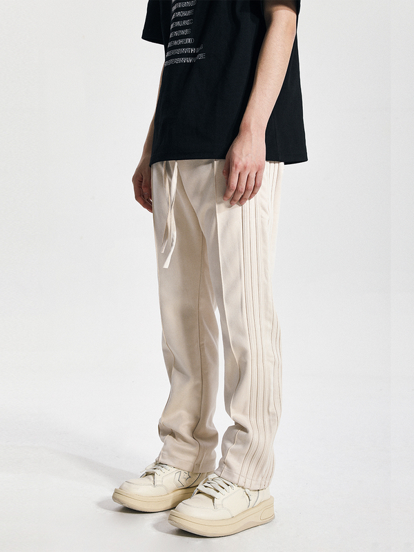 Coldstone Basic Versatile Side Stripe High-Quality Suede Casual Pants Solid Color Straight-Leg Pants