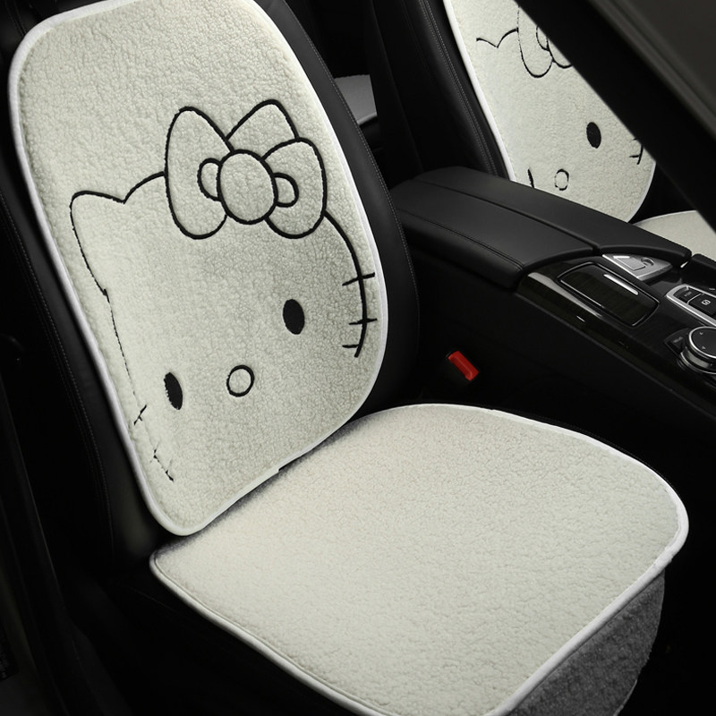 Car cushion cartoon plush winter female cute and cute car cushion short plush cushion pink particle velvet warm seat cushion