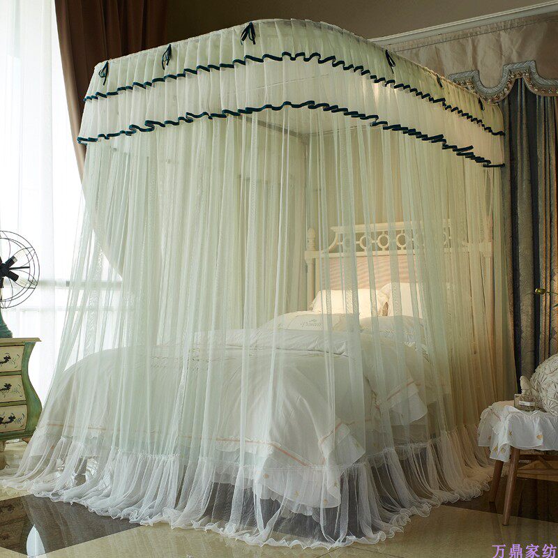 High-end 2022 new u-shaped mosquito net guide rail three-door palace princess floor-to-ceiling thickening and thickening anti-mosquito bracket 1 8