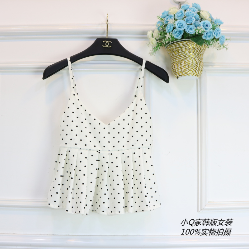 Hàn quốc nhỏ tươi kỳ nghỉ sexy ngắn coat backless xù V-Cổ thấp cắt nhỏ hoa yếm trong mùa hè ao kieu dep