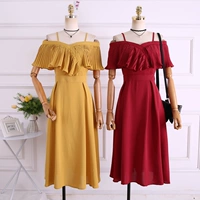 Mùa hè 2018 phiên bản Hàn Quốc của những quý cô khí chất mới xếp li quây từ cổ áo sling trong chiếc áo dài nữ 	váy buộc eo