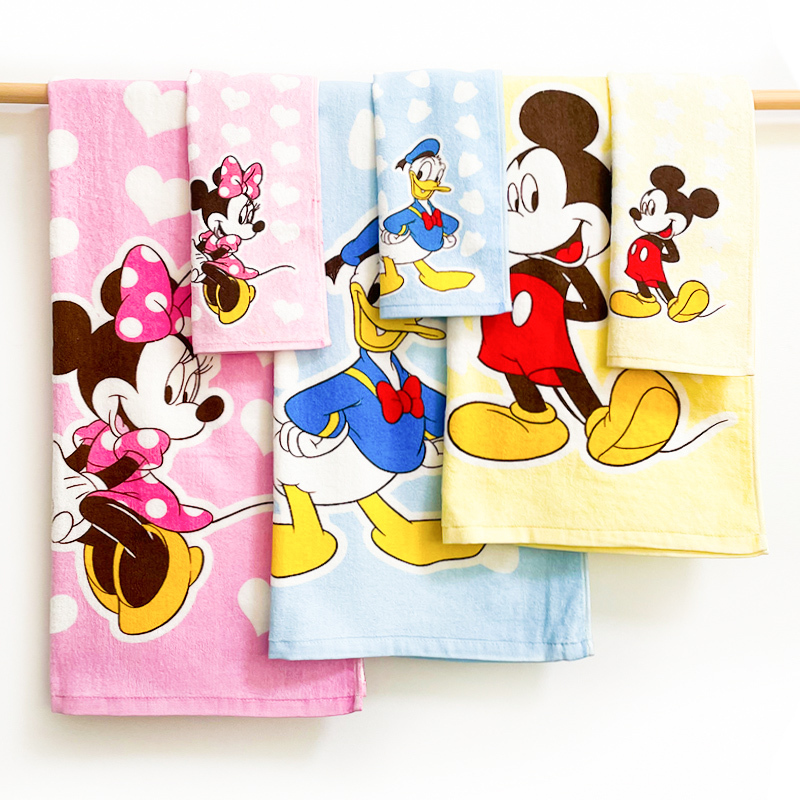 Slightly Flawed Japanese Cotton Cartoon Towel Mickey and Minnie Cut Velvet Children's Face Towel Cute Donald Duck Face Towel