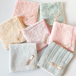 Foreign Trade Daily Order: Exquisite Pure Cotton Terry Small Square Towel with Bow, Ladylike Face Towel, Small Handkerchief, Children's Drool Towel