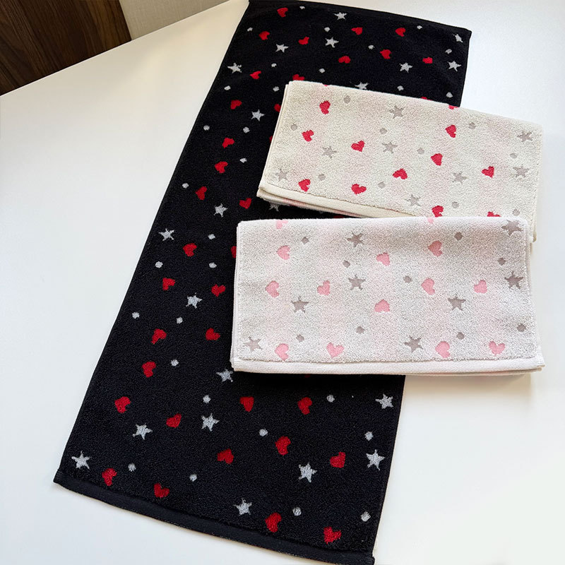 Japanese Single Five-Pointed Star Towel Classy Towel Untwisted Yarn Cotton Heart Thick Soft Towel Long Towel