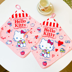  Japanese-Style Kt Cat Pure Cotton Hanging Square Towel Cartoon Hand Towel Cute Pink Handkerchief Customizable for Kindergarten