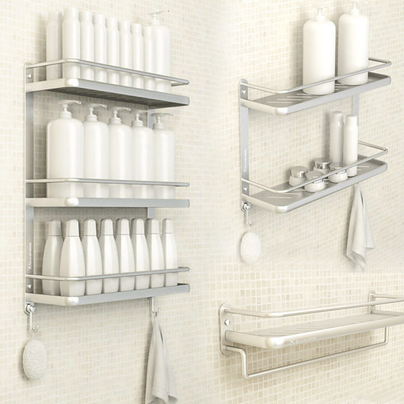 Ouji space aluminum bathroom kitchen powder room Bathroom shelf Toilet toilet wall towel rack Bath towel rack