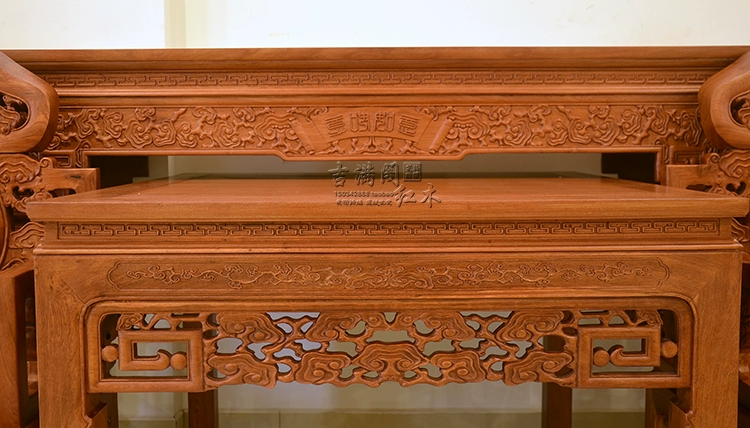 Đồ nội thất bằng gỗ gụ Jimange Dongyang Châu Phi Miến gỗ hồng mộc lớn bằng gỗ hồng mộc Zhongtang sáu bộ vỏ cho bàn Shentai - Bàn / Bàn 	bàn làm việc gỗ cổ điển	