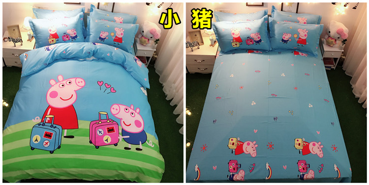 Cotton Hello Kitty bốn mảnh cô gái tim quilt cover sheets cotton phim hoạt hình kt mèo trẻ em giường trampoline ba mảnh