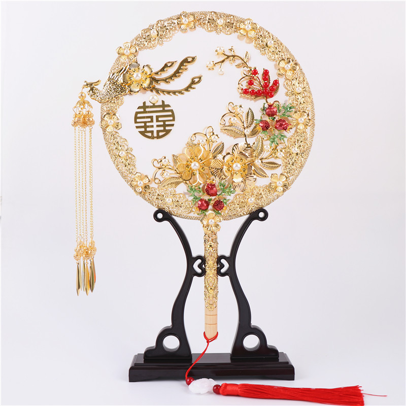 Finished tuan fan xiu he dress wedding fan handmade ancient style bridal wedding group fan xi fan son-in-law Song Yi the same model