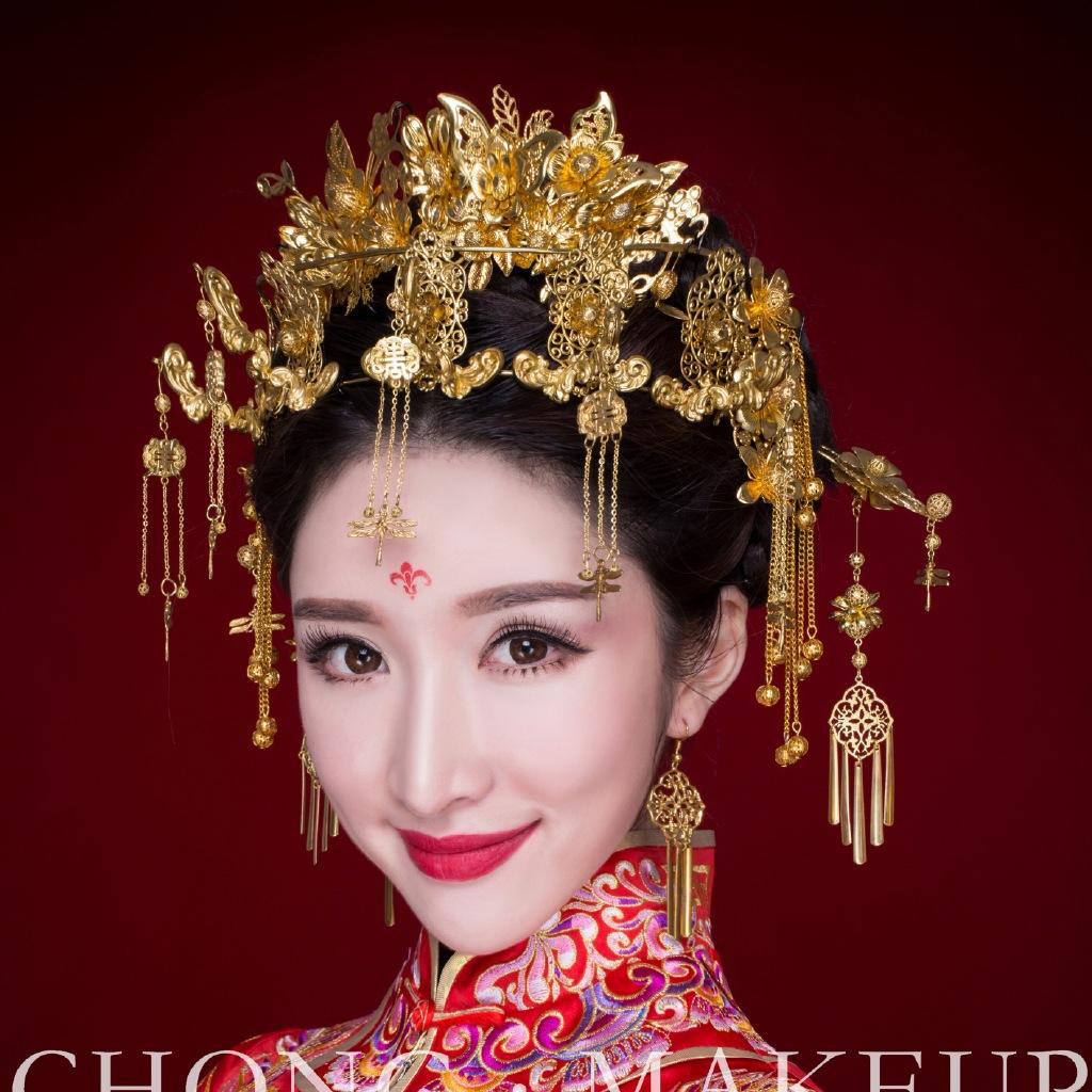 2018 new bridal costume hair accessories xiuhe Chinese Hanfu phoenix crown xia accessories xiuhe clothing hair accessories step by step