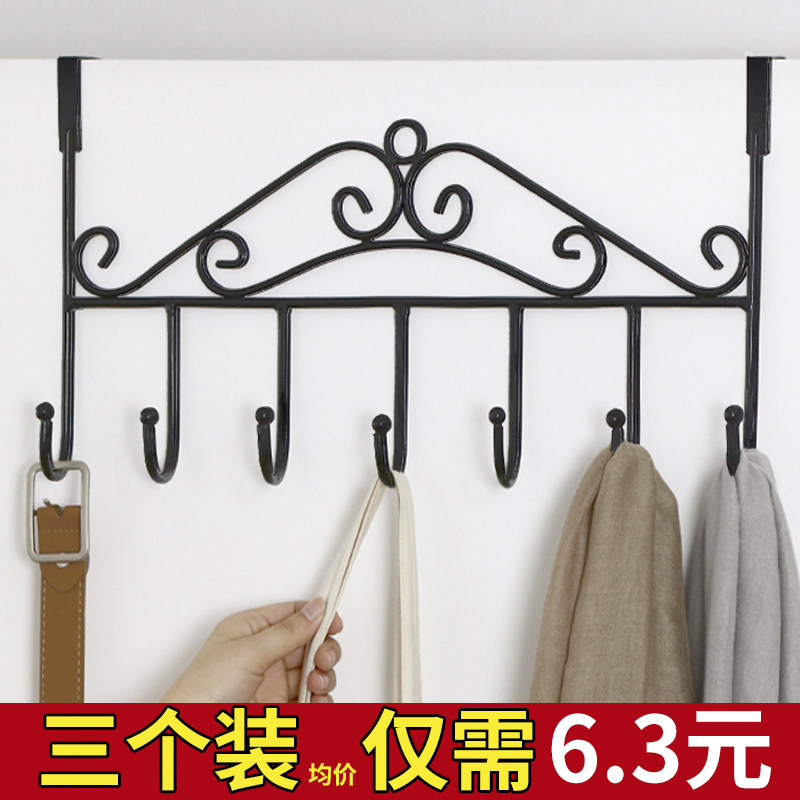 Behind the door hook hanger punch-free bathroom metal shelf nail-free bedroom clothes rack storage artifact