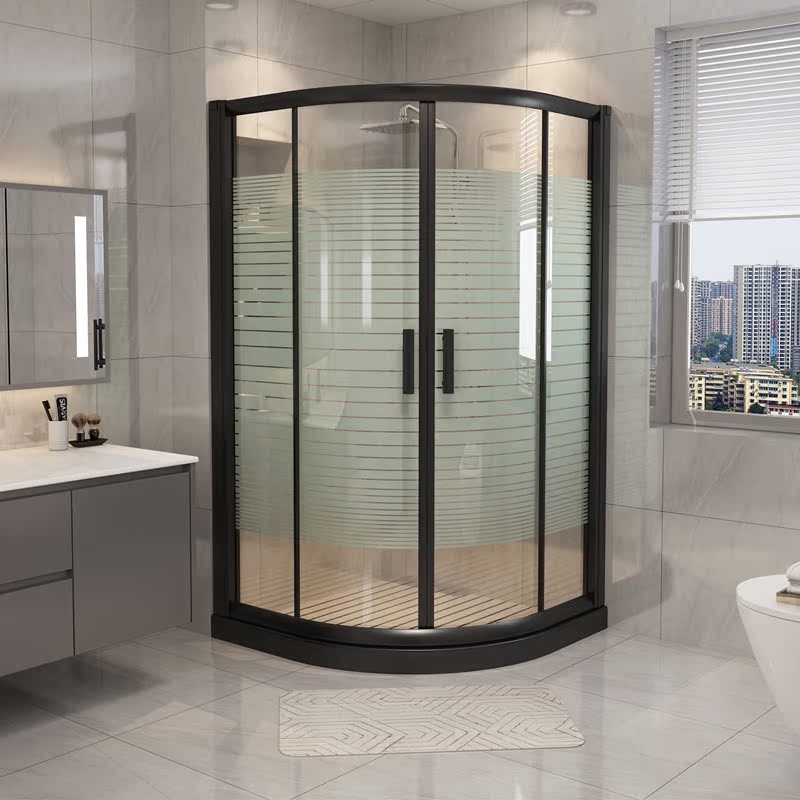 Simple Shower Room with Arc-Shaped Tempered Glass Door, Bathroom Partition, Water-Blocking Screen Simple Shower Room with Arc-Shaped Tempered Glass Door, Bathroom Partition, Water-Blocking Screen