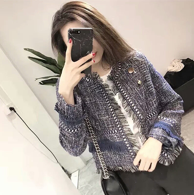 sandro moscoloni2022 spring autumn new 100 hitch skinny little fragrant wind coarse flowers, what about the short coat women