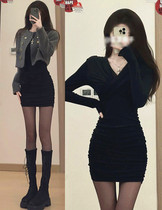 sandro Moscoloni black with a dress female hot buttock skirt sexy purity suit