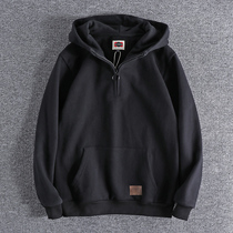 Tide card 2022 new American casual half open collar hat jacket thick solid hair circle autumn and winter mens retro jacket