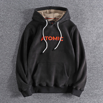 Tide-card autumn and winter bifacial rocking grain suede mens thick real youth hat-shirt embroidery letters European and American mens hat jacket