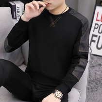 Tide brand spring and autumn male patch sweater personality trend long sleeve T-shirt Korean version of round neck large letter simple clothes