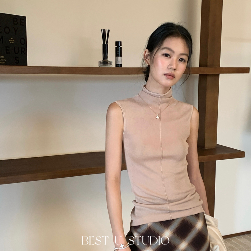 Autumn New Style Best U Lyocell Sleeveless Turtleneck Top, Versatile and Stylish Base Layer Vest 89969