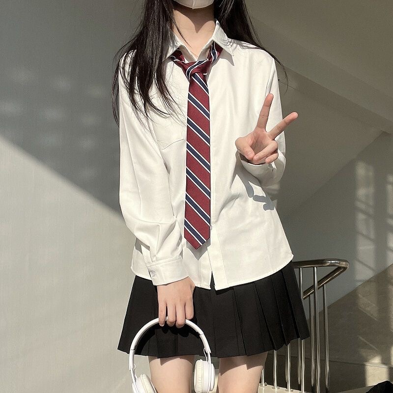 Japanese-Style Jk Uniform Shirt Long-Sleeve Top for Women, New Spring/Summer Style, Versatile Layered Short Skirt, Pleated Skirt, School Uniform Japanese-Style Jk Uniform Shirt Long-Sleeve Top for Women, New Spring/Summer Style, Versatile Layered Short Skirt, Pleated Skirt, School Uniform
