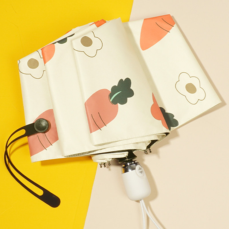 Automatic umbrella Cute student parasol sunny and rain dual-use sunscreen umbrella Female anti-UV umbrella Forest department simple