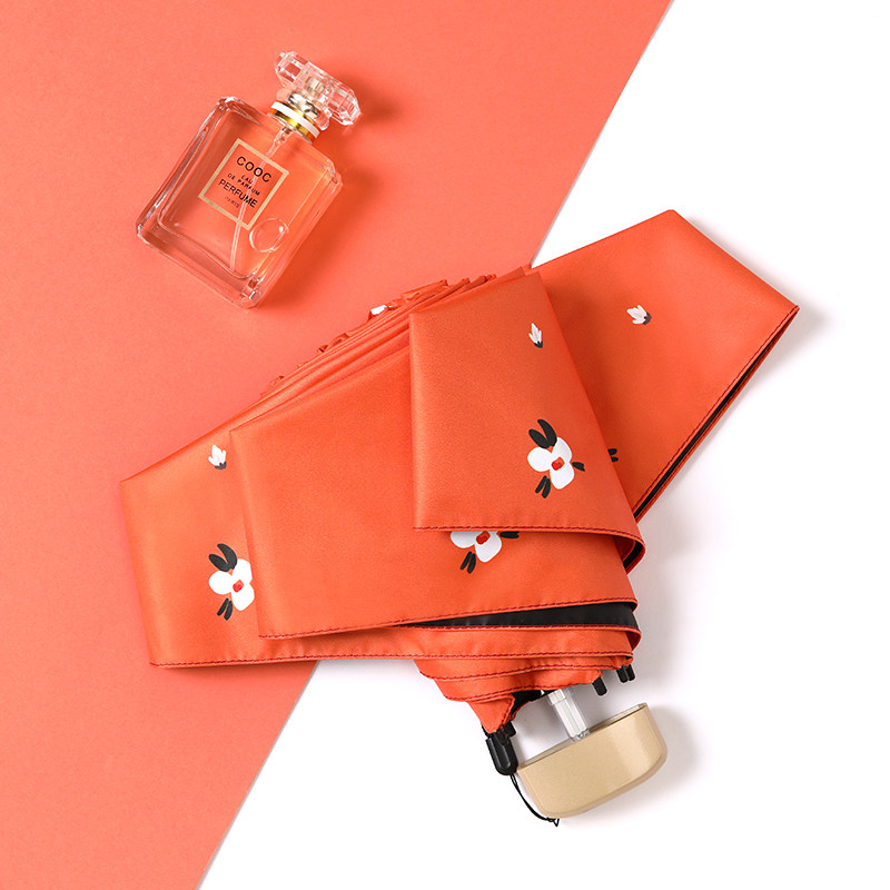 Mini pocket umbrella Five-fold ultra-light small parasol Sunny umbrella dual-use women sunscreen anti-UV folding parasol