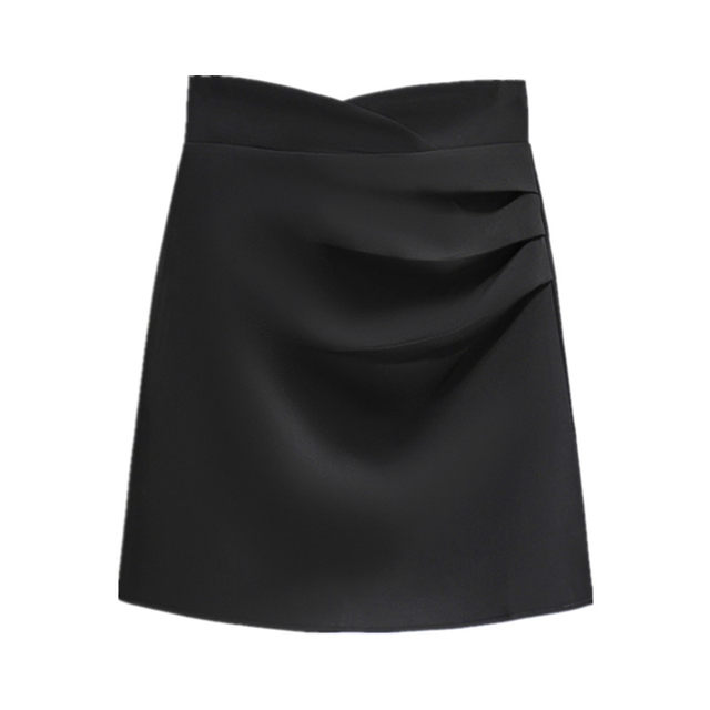 ຊຸດກະໂປງສັ້ນອອກແບບ niche 2024 summer high-end slimming high-waisted A-line skirt pleated hip-covering skirt