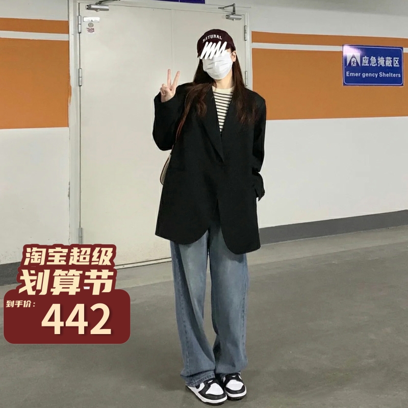 WFYO senior black suit coat woman 2023 Spring and Autumn new Han edition new chic loose suit tide