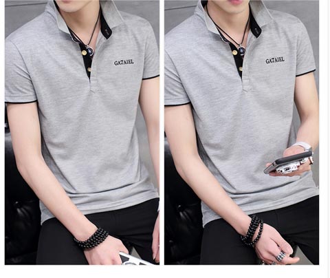 Mùa hè ve áo ngắn tay áo polo trẻ trung Slim Led áo thun nam màu trơn thường áo sơ mi cổ áo áo cotton nam