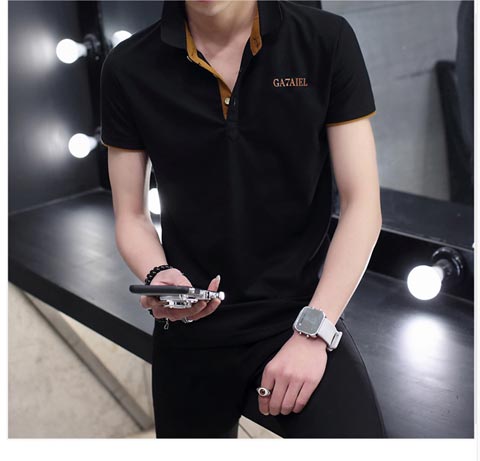 Mùa hè ve áo ngắn tay áo polo trẻ trung Slim Led áo thun nam màu trơn thường áo sơ mi cổ áo áo cotton nam