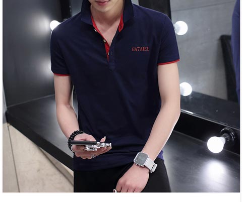 Mùa hè ve áo ngắn tay áo polo trẻ trung Slim Led áo thun nam màu trơn thường áo sơ mi cổ áo áo cotton nam