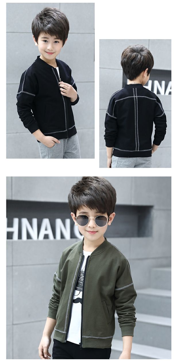 Áo khoác bé trai 2018 xuân hè mới áo khoác áo khoác trẻ em lớn giản dị mùa thu mỏng áo cotton áo khoác mùa hè trẻ em cao cấp