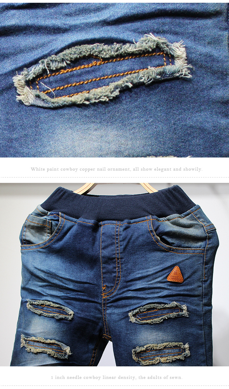 Quần jean bé trai 5-7-10 tuổi và quần trẻ em 9 quần cotton dày mặc 6 quần nhung mỏng 8 quần nhung 10 đồ bơi trẻ em