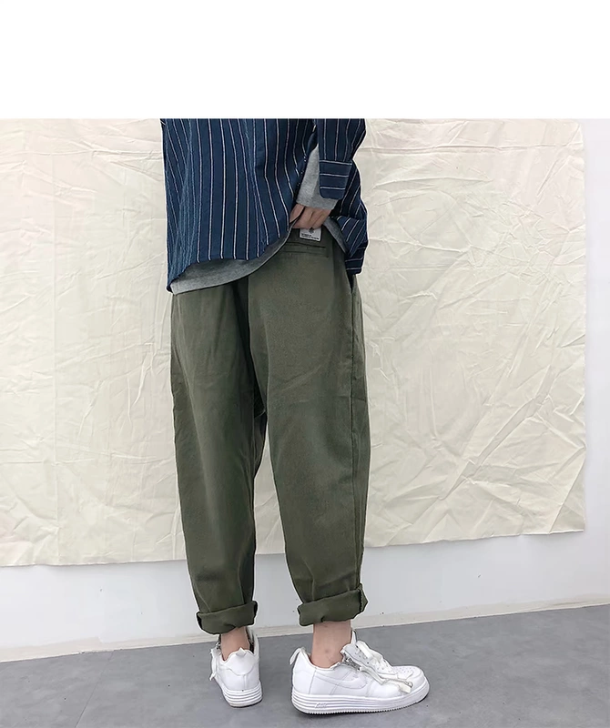 Danielandzee 18 mùa thu hoang dã co giãn eo micro-span lỏng nước rửa quần rắn màu vải quần thường quần thô nam
