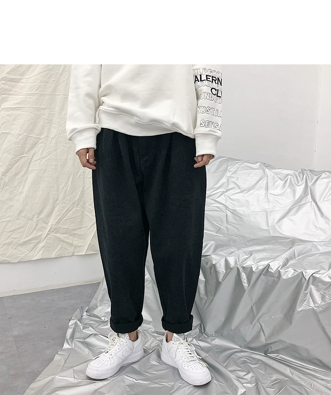 Danielandzee 18 mùa thu hoang dã co giãn eo micro-span lỏng nước rửa quần rắn màu vải quần thường quần thô nam