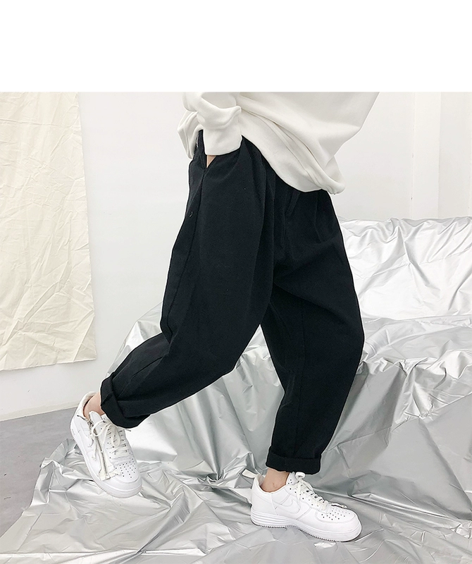 Danielandzee 18 mùa thu hoang dã co giãn eo micro-span lỏng nước rửa quần rắn màu vải quần thường quần thô nam