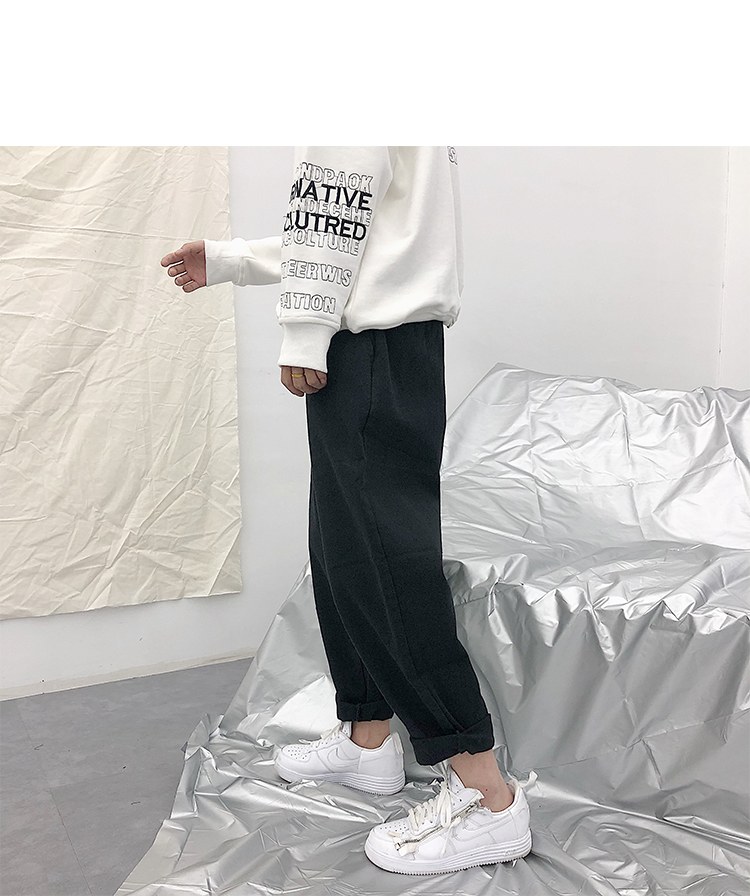 Danielandzee 18 mùa thu hoang dã co giãn eo micro-span lỏng nước rửa quần rắn màu vải quần thường quần thô nam