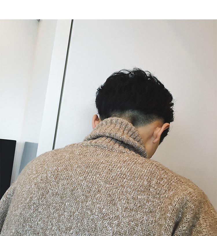 Danielandzee 18 mùa thu và mùa đông hoang dã mềm mại 糯 phối màu trên màu dày kẻ đường thả vai cao cổ áo len đan áo len nam