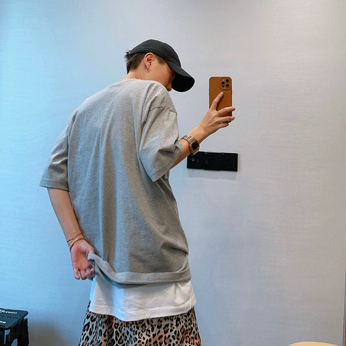 dannyandzee Летняя трендовая цветная хлопковая футболка с коротким рукавом с круглым воротником для влюбленных, оверсайз