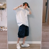 dannyandzee Летняя трендовая цветная хлопковая футболка с коротким рукавом для влюбленных, круглый воротник, оверсайз