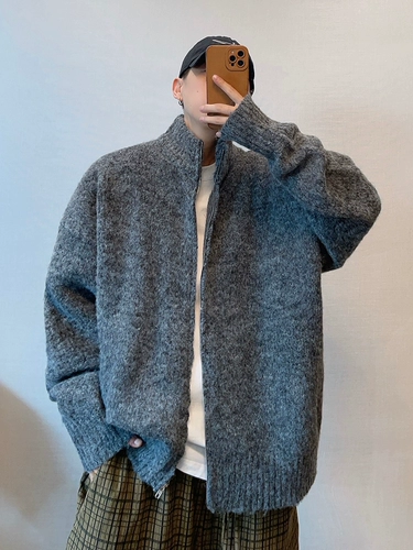 Демисезонный ретро свитер с молнией, брендовая куртка, свободный крой