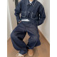 Dannyandzee spring all-match retro retro denim color silhouette work jeans men's original cow color INS