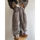 Dannyandzee spring irregular brown houndstooth retro heavyweight warm woolen casual pants men's trousers