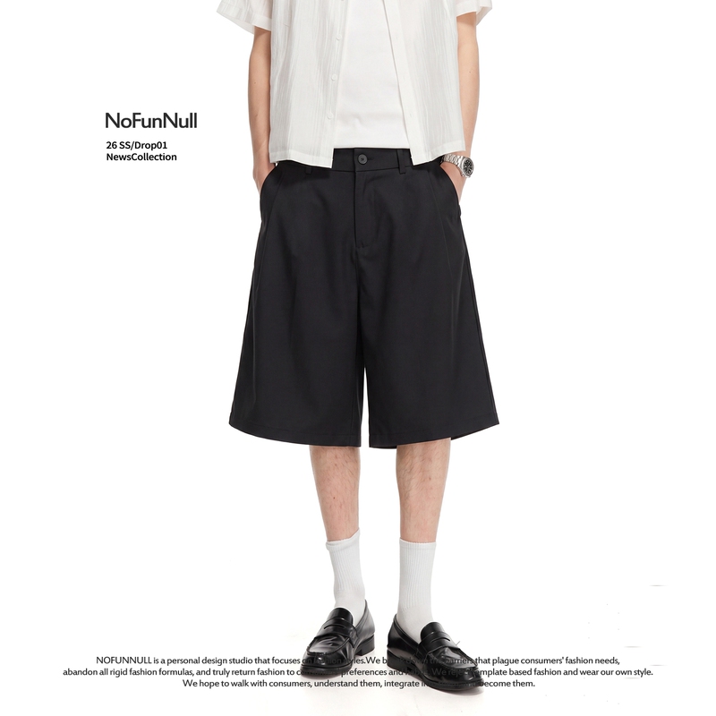 Nofunnull American Casual Lightweight Breathable Sports Shorts Summer Loose Straight Solid Color Shorts for Men and Women