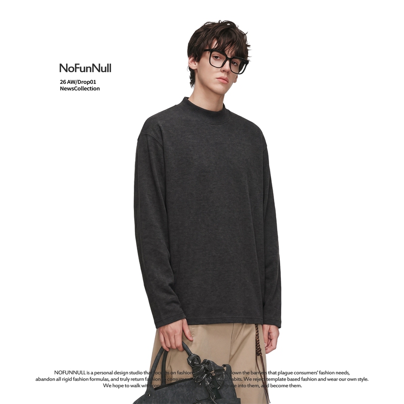Nofunnull Autumn Mulberry Silk and Wool Base Layer Long-Sleeve T-Shirt for Men, Half-High Collar Double-Sided Fleece Thermal Top for Women Nofunnull Autumn Mulberry Silk and Wool Base Layer Long-Sleeve T-Shirt for Men, Half-High Collar Double-Sided Fleece Thermal Top for Women