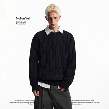 Nofunnull american twist round neck knitted sweater Nofunnull american twist round neck knitted sweater