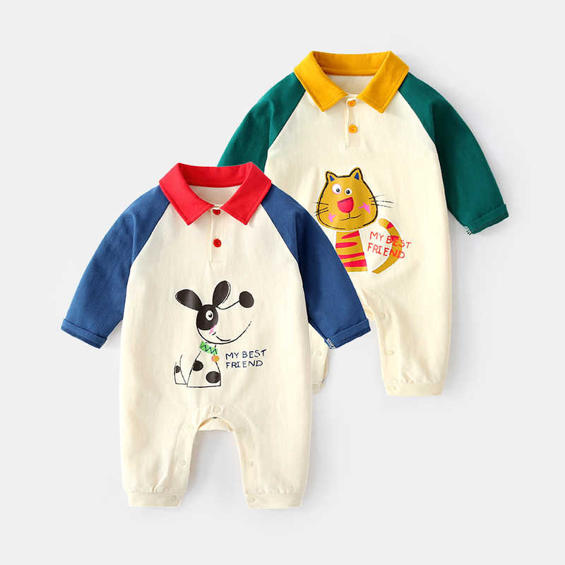 Newborn baby jumpsuit spring and autumn female newborn ha clothing long sleeve full moon baby clothes cute super cute spring men