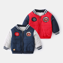 Baby baseball clothing Autumn and winter baby girl toddler cotton coat plus velvet thickened cotton clothing Male one-year-old baby coat warm winter clothing