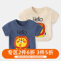Baby short sleeved little girl base shirt foreign baby T-shirt summer clothes thin newborn round neck top male