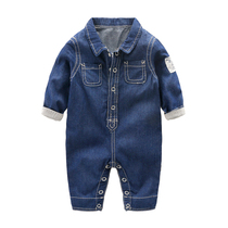 Baby clothes autumn mens baby denim clothes Foreign style Ha clothes Autumn climbing clothes Newborn jumpsuit Spring and autumn women