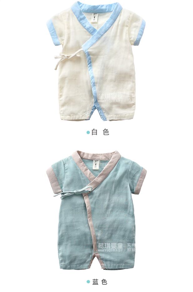Quần áo trẻ em gạc quần áo ngắn tay tu sĩ mùa hè nam cotton 0 quần áo sơ sinh quần áo mỏng nữ 3 bé thân - Áo liền quần bộ body suit cho bé nhật bản